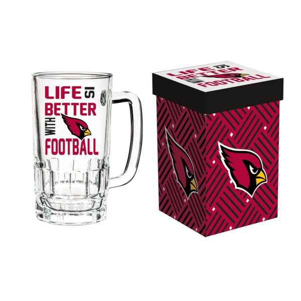 Arizona Cardinals Glass 18oz Tankard Boxed Cheap
