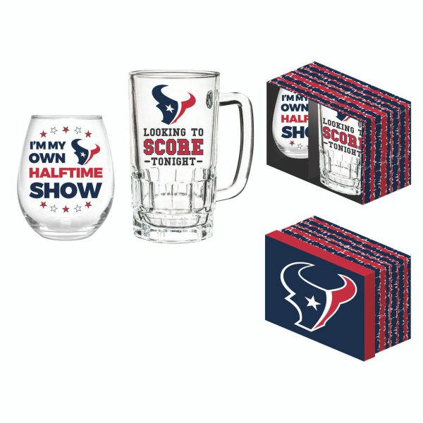 Houston Texans Drink Set Boxed 17oz Stemless Wine and 16oz Tankard Supply