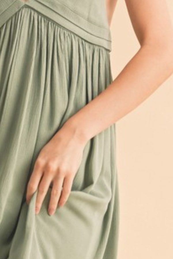 Aemi + Co Ruched Plunge Mini Cami Dress Fashion - Image 3