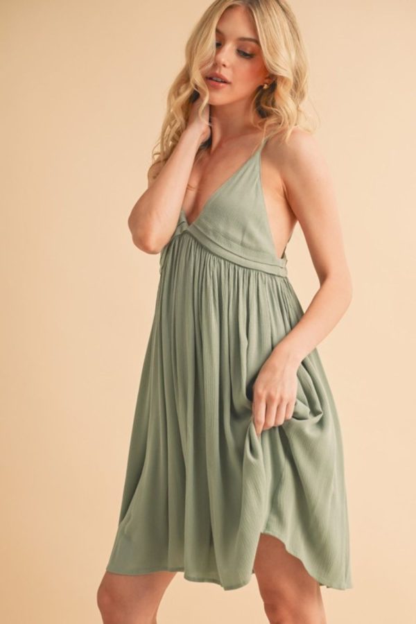 Aemi + Co Ruched Plunge Mini Cami Dress Fashion - Image 2